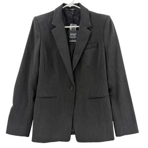 Express Blazer Womens 12 Charcoal Gray‎ The Strong Shoulder Jacket 1-Button Work